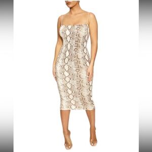 Naked wardrobe long sleeve midi pencil red dress